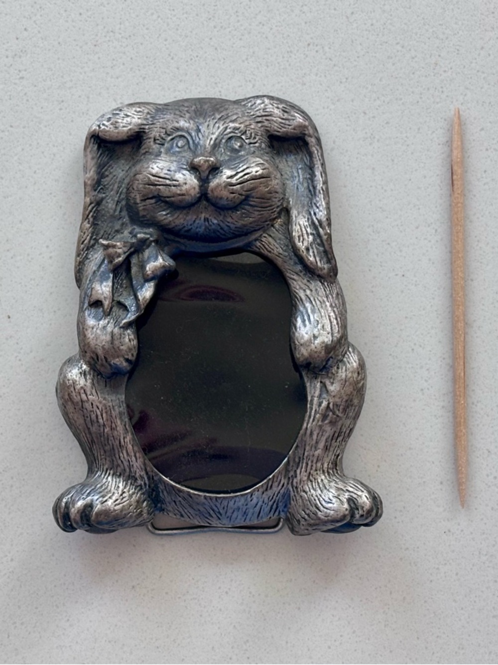 Vintage Pewter Carved Bunny Frame